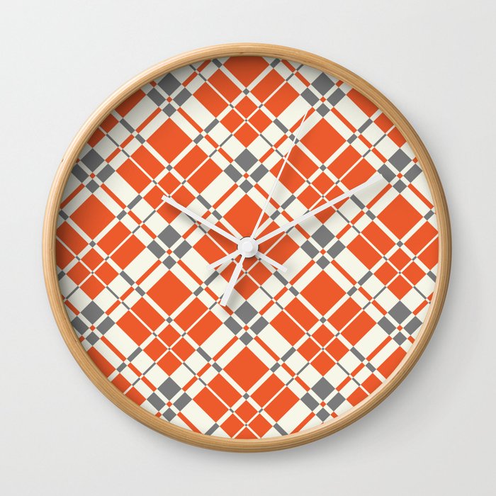 Clementine gingham checked Wall Clock