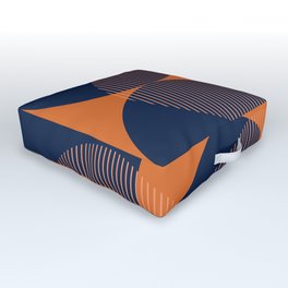 Abstraction Shapes 112 in Navy Blue Orange Yellow (Moon Phase Abstract)  Outdoor Floor Cushion
