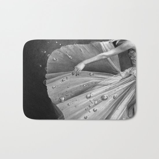 White Morning - graphite pencil drawing Bath Mat
