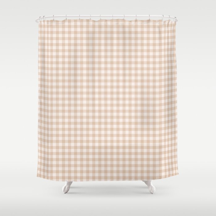 Gingham Plaid Pattern - Warm Neutral Shower Curtain