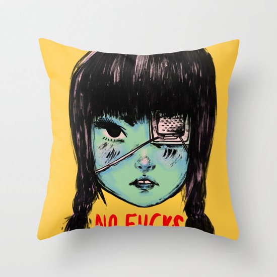 no fucks Throw Pillow