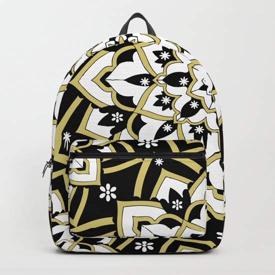 'Immortal Spirit' Mandala Black Gold White Backpack