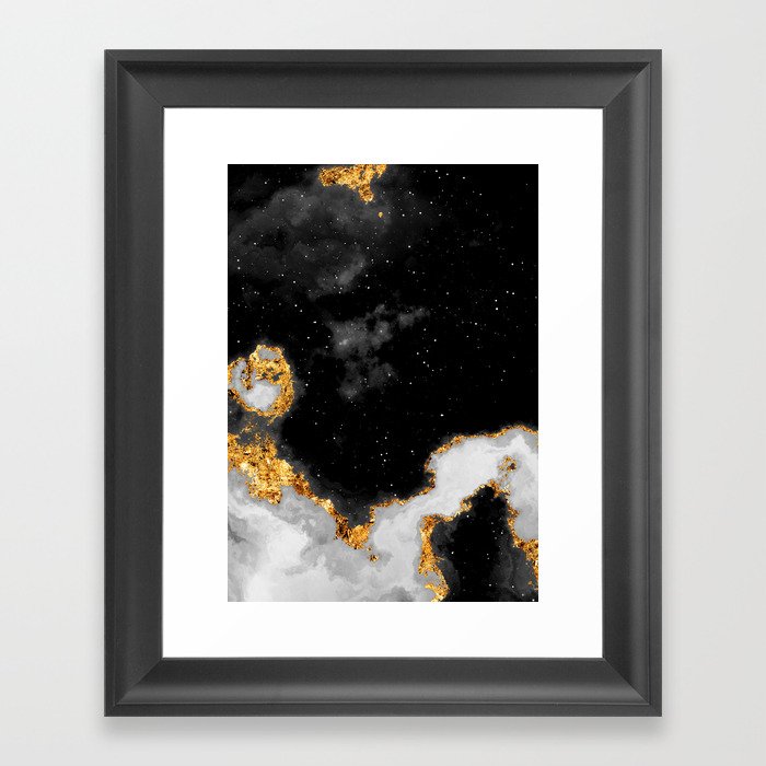 100 Starry Nebulas in Space Black and White 036 (Portrait) Framed Art Print