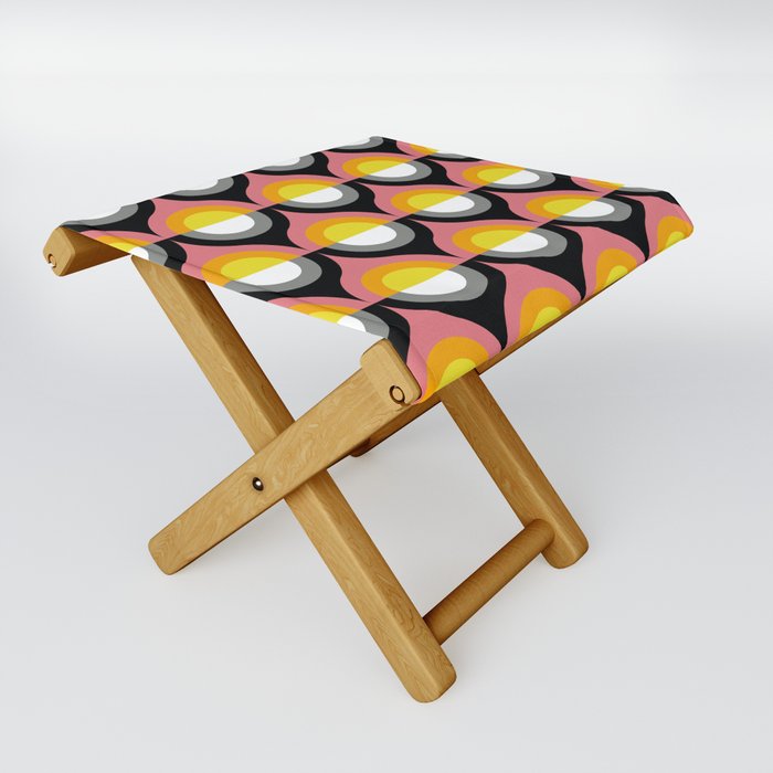 Optimism and Pessimism Retro Geometric Pattern Folding Stool