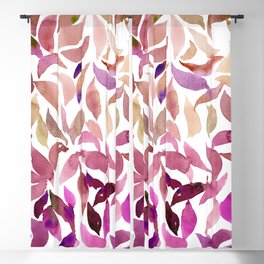 Loose Watercolor Leaves - Magenta Blackout Curtain