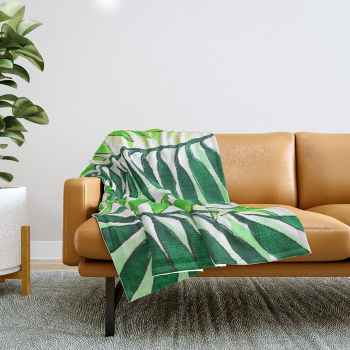 Green Branches - Watercolor Throw Blanket