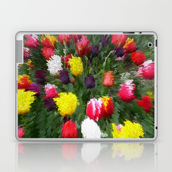 Colorful tulip garden pixel art Laptop & iPad Skin
