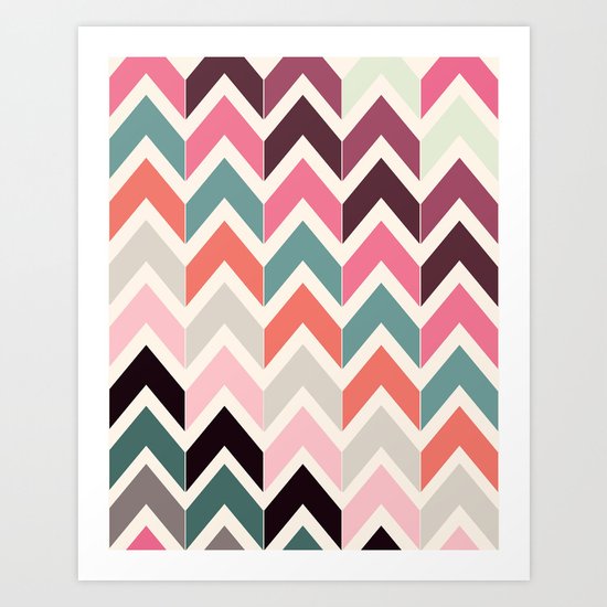 Retro Light Chevrons Art Print