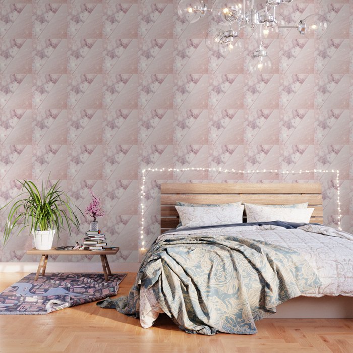 Girly Blush Pink Faux Rose Gold Marble Glitter Wallpaper By