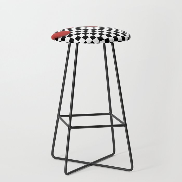Red Drip on Squares Bar Stool