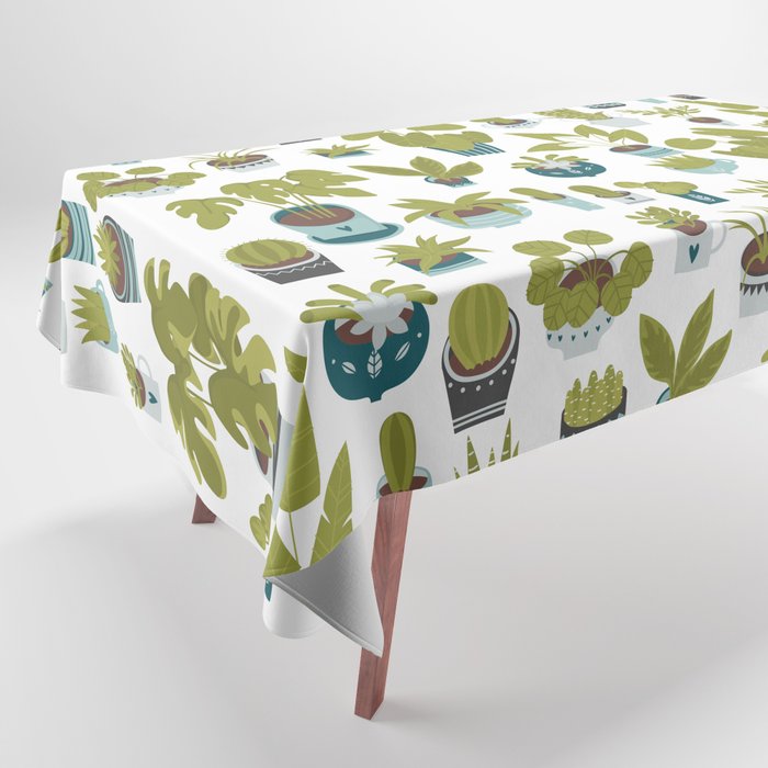 Urban Jungle Potted Plants Tablecloth