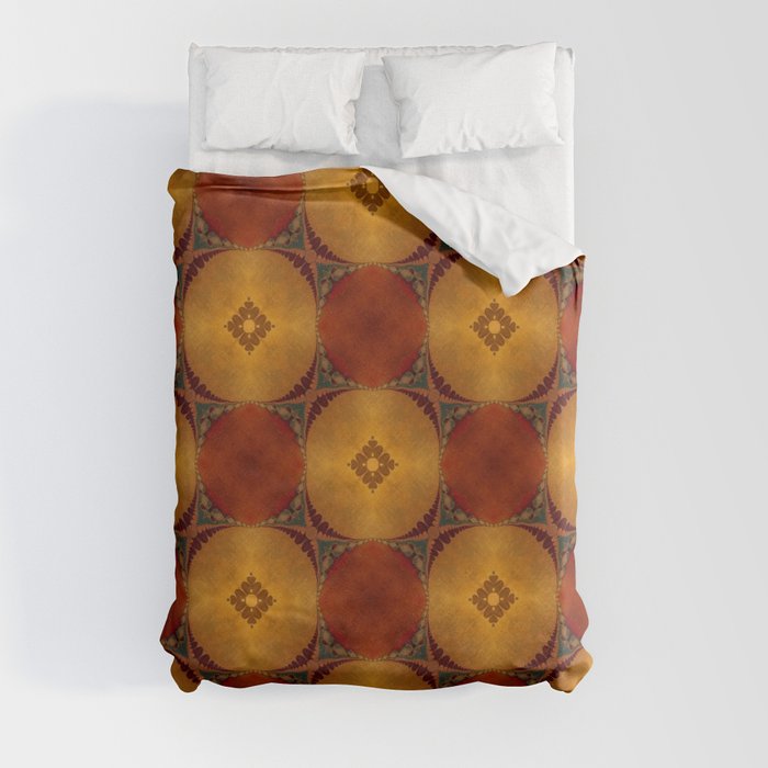 Southwestern Sunset 2 Pattern - copper ochre sienna olive gold Duvet Cover