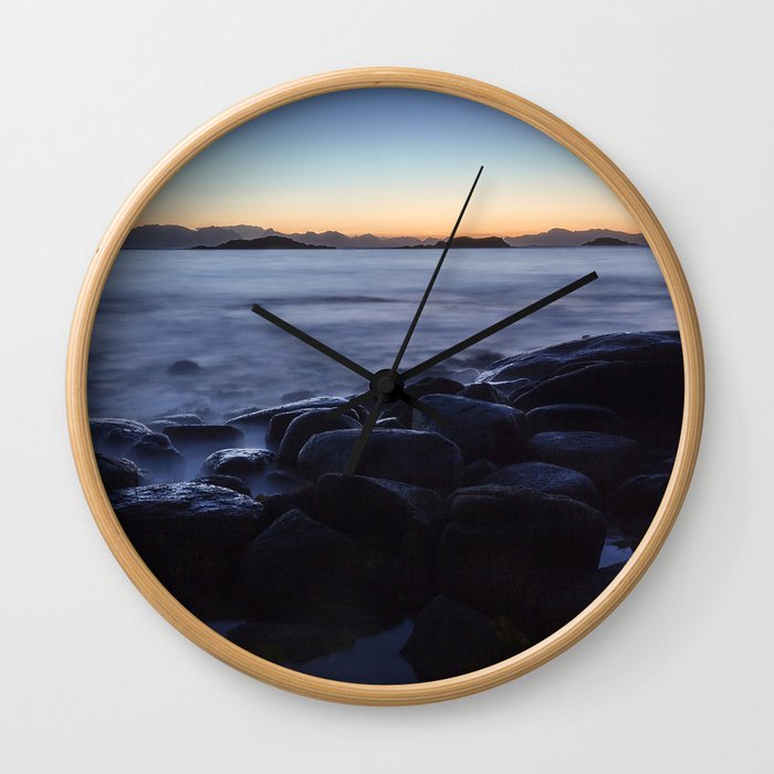 Blue Hour With a Touch of Gold Wall Clock
