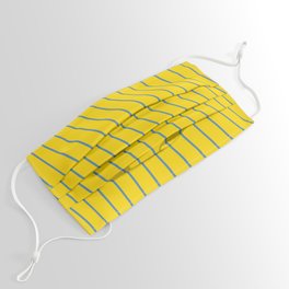 [ Thumbnail: Yellow & Blue Colored Lines Pattern Face Mask ]