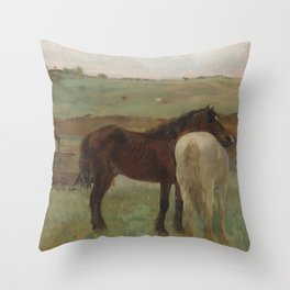 Horses in a Meadow Throw Pillow