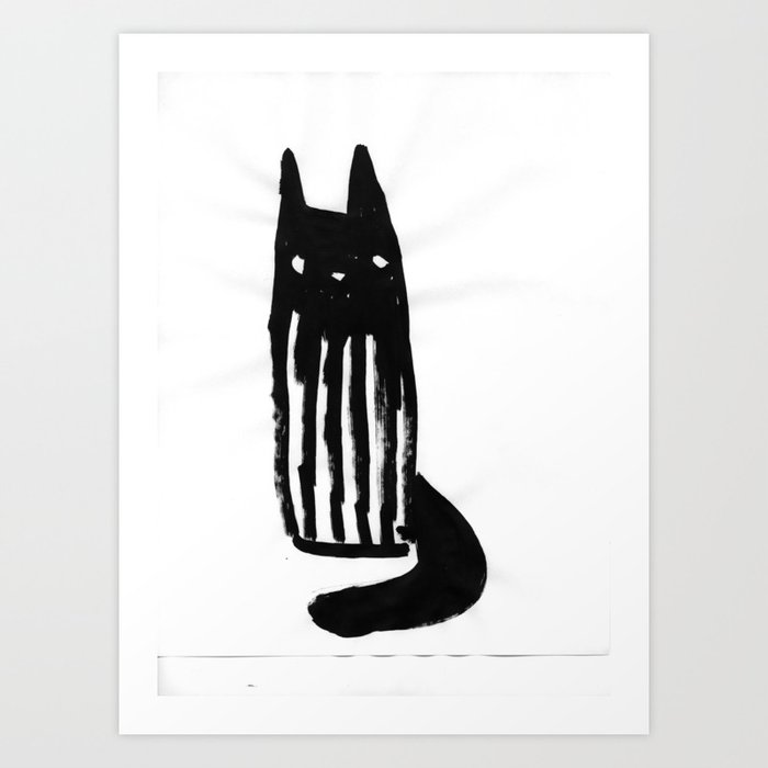 Cute Inky Cat Painting Art Print By Redwoodenflag Society6