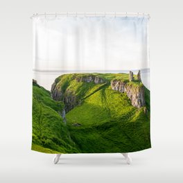 Great Britain Photography - Beautiful Green Landscape By The Sea Shower Curtain