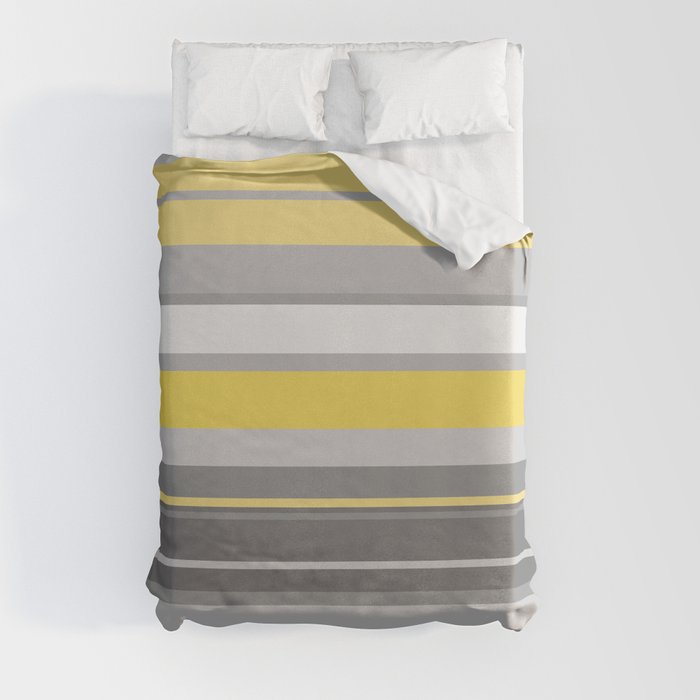 yellow and grey horizontal Duvet Cover