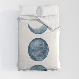Blue Moon Phases Watercolor Comforter