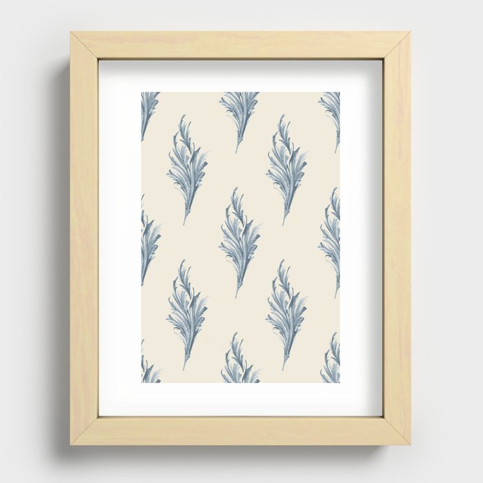 blue phoenix feather pattern Recessed Framed Print