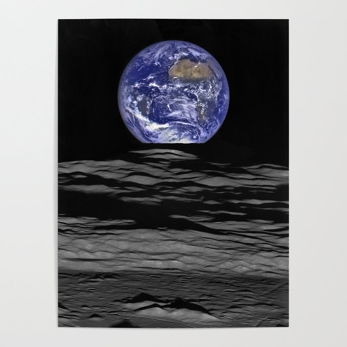 Earthrise over Compton crater Poster