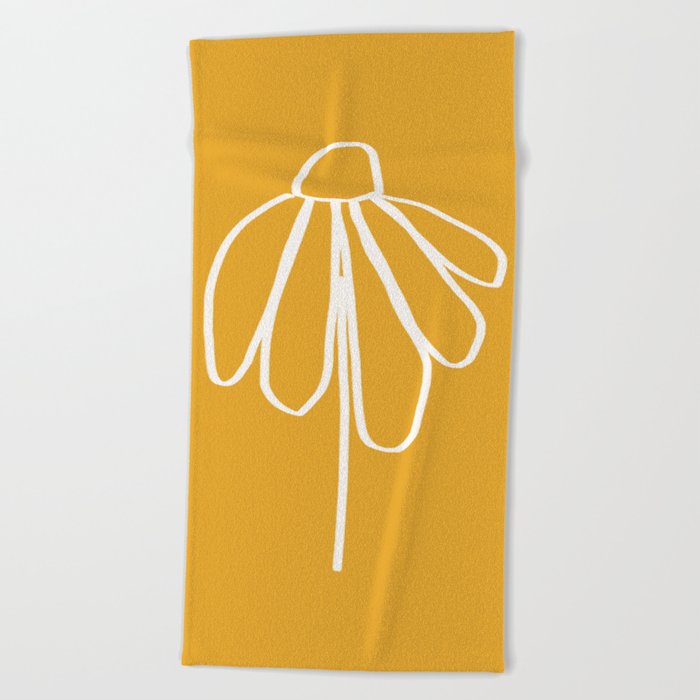 Minimal Flora - daisy yellow Beach Towel