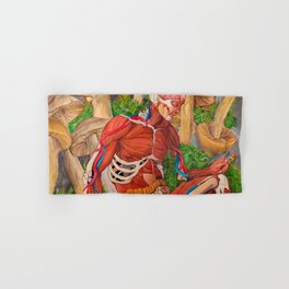 Trippy Mushroom Art Print (Psychedelic, Surreal Visionary Art, LSD, Buddha Anatomy ) Hand & Bath Towel