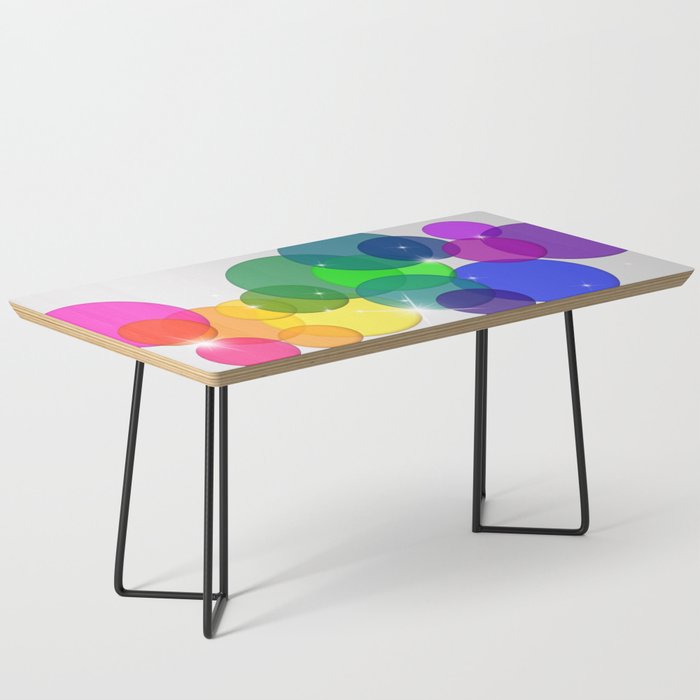 Translucent Rainbow Colored Circles with Sparkles - Multi Colored Coffee Table