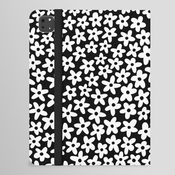 Black and White Daisy Flowers iPad Folio Case