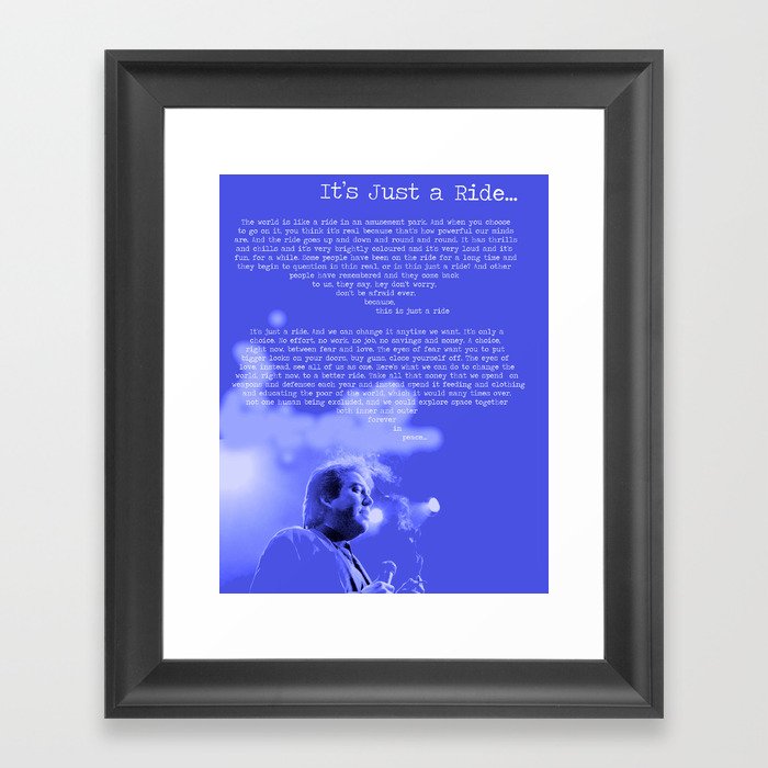 BILL HICKS, Its Just A Ride. BLUE Word Art print. Framed Art Print