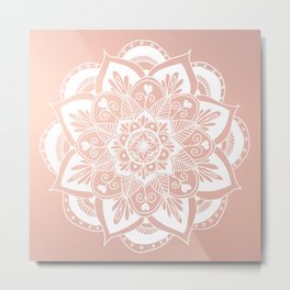 Flower Mandala on Rose Gold Metal Print | Rose, Metallic, Gold, Pretty, Pink, Mandalas, Patterns, Rosegold, Metal, Flower 