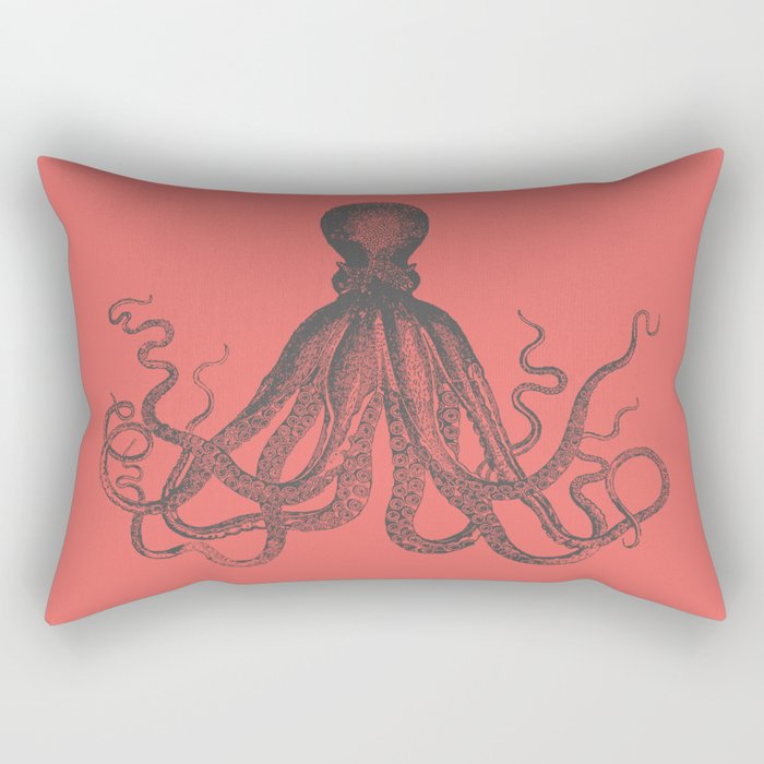 Octopus in Coral  Rectangular Pillow