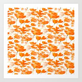 Lot of Lovely Orange Poppies White Background #decor #buyart #society6 Art Print