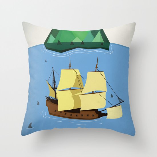 A Galleon on the High Seas Throw Pillow