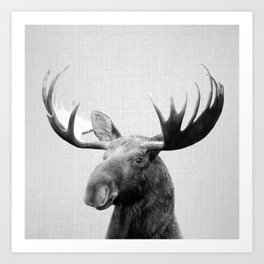 Moose - Black & White Art Print
