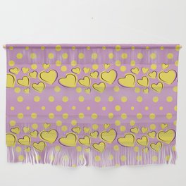 Orchid Pink And Yellow Heart Polka Dots,Pink And Yellow Heart Pattern,Pink And Yellow Polka Dot Back Ground,Pink And Yellow Abstract,Pink And Yellow Valentines Heart Pattern. Wall Hanging