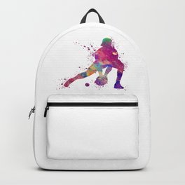 Baseball Girl Catcher Colorful Purple Watercolor Backpack