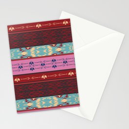 Oceanview Trim Red horizontal Ikat and fish motif Stationery Card