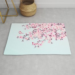 Cherry Blossom Landscape Rug | Graphicdesign, Forgirls, Nature, Floral, Cherryblossom, Blurredbackground, Flower, Asiafloral, Sakura, Aestheticdesigns 