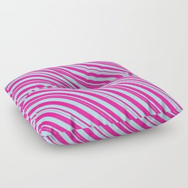 [ Thumbnail: Deep Pink & Powder Blue Colored Striped Pattern Floor Pillow ]