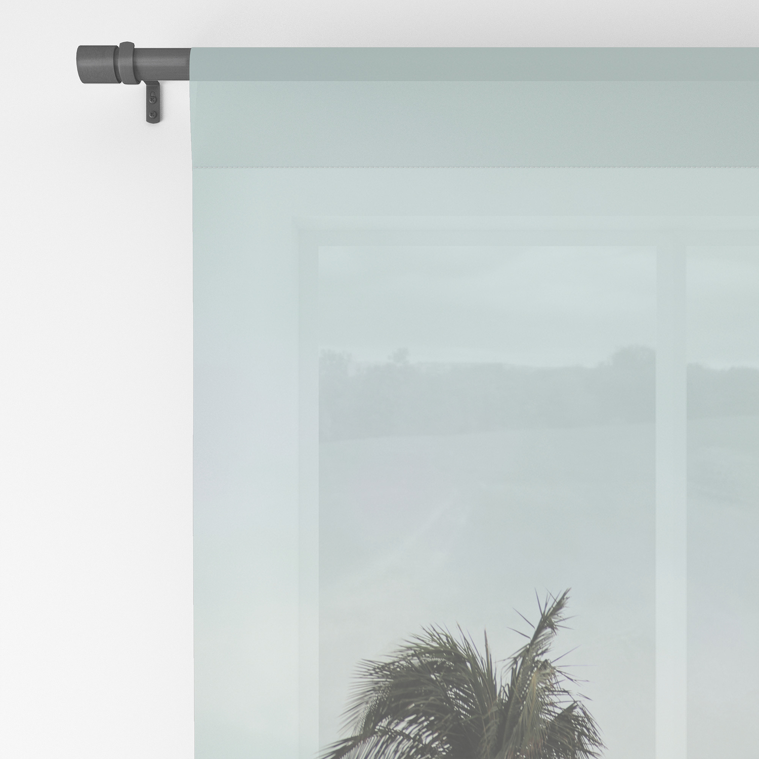 Palm Tree Landscape Photography Sunset Clouds Blue Sky Minimalism Sheer Curtain By Wildhood
