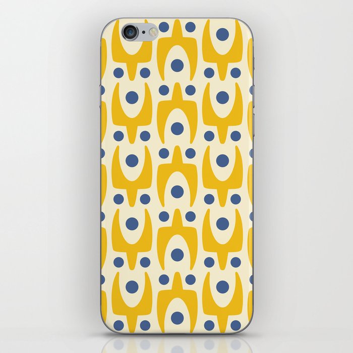 Mid Century Modern Abstract Pattern 641 Googie Yellow and Blue iPhone Skin