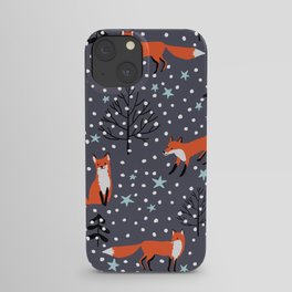 Red foxes in the nignt winter forest iPhone Case