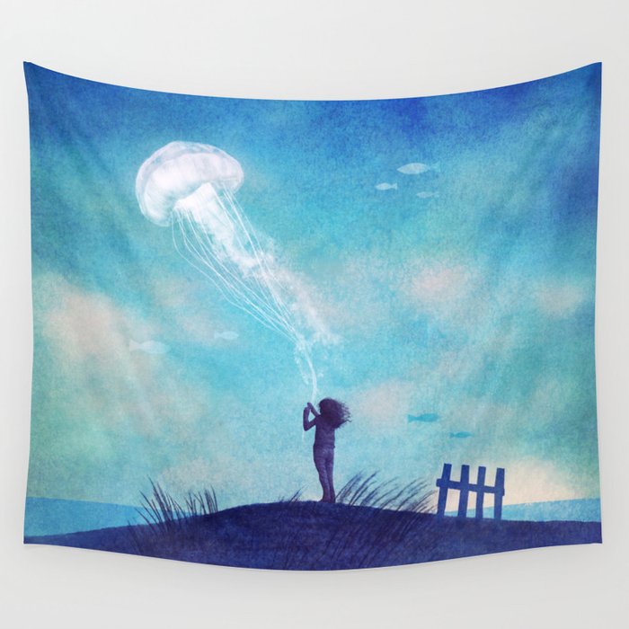 The Thing About Jellyfish colour option Wall Tapestry by Terry Fan Society6