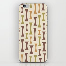 Retro Mid Century Modern Abstract Pattern 634 Brown Gold Green and Beige iPhone Skin