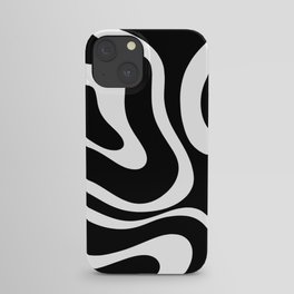 Modern Retro Liquid Swirl Abstract Pattern in Black and White iPhone Case