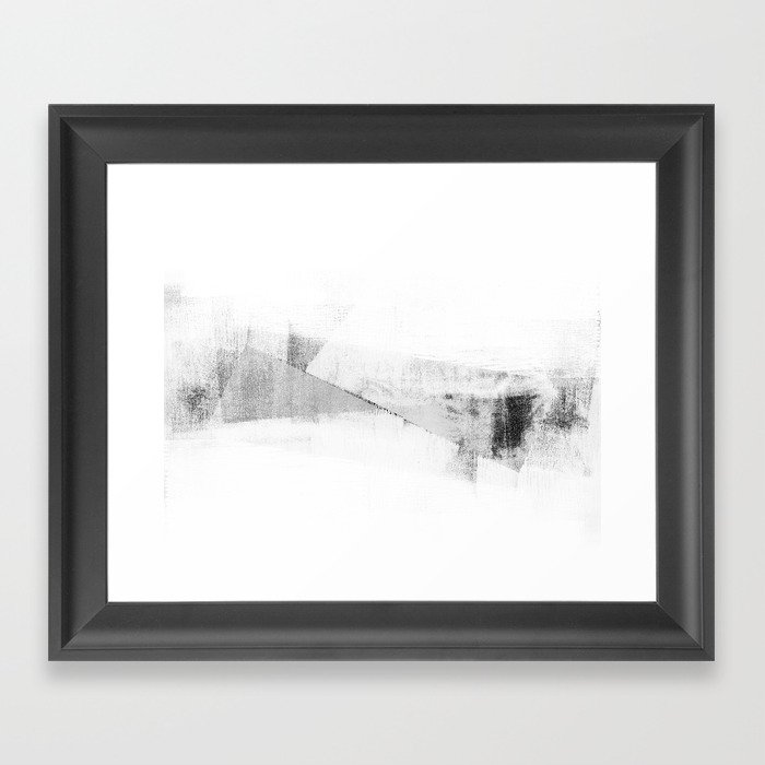 Grey and White Minimalist Geometric Abstract Framed Art Print