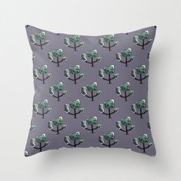 Stylized rounded tree on purple gray Throw Pillow