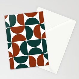 Teal red mid century modern geometric shapes Stationery Card