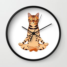 Yoga Bengal Cat  Wall Clock